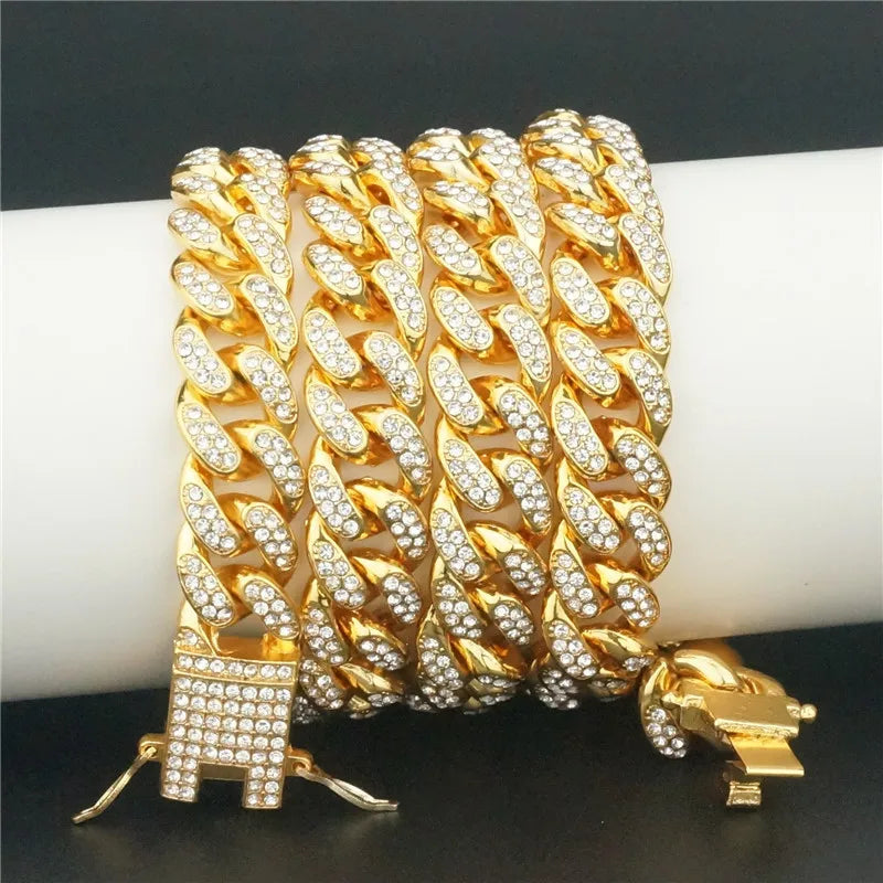 Dog Collars for Small Medium Large Dogs Cat Gold Chain Diamond Cuban Collar with Design Secure Buckle Pet Necklace