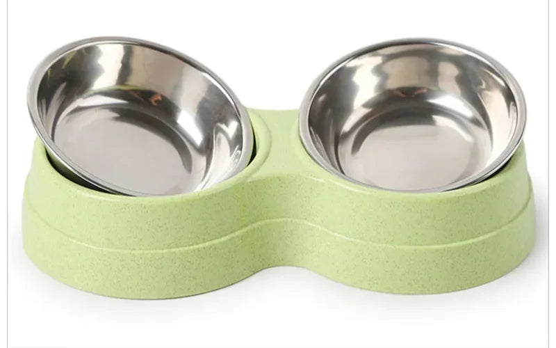 Stainless Steel Double Pet Bowls,Food and Water Feeder,Pet Drinking Feeder,Cat and Puppy Feeding Supplies, Small Dog Accessories