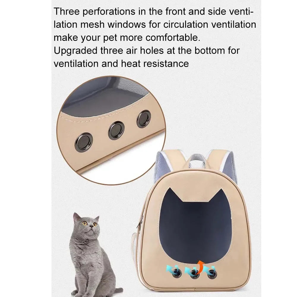 Soft comfortable luxury cat backpack Carrier Bag PU small animal carrier Portable Travel Outdoor Backpack Cat dog Pet Supplies