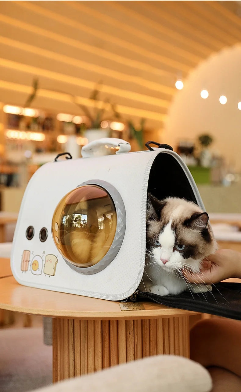 Cat Carrying Travel Backpack Outdoor Capsule Shoulder Bag Breathable Carrier For Puppy Kitty Newborn Pet Foldable Zipper Handbag