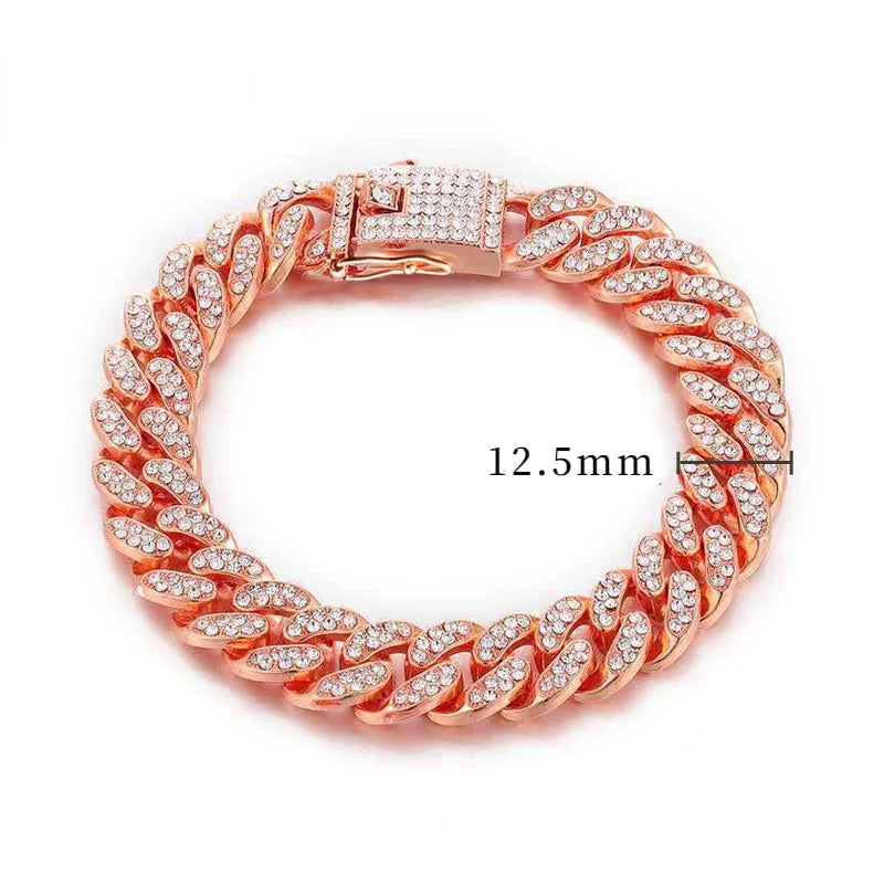 Luxury Designer Dog Collar Bling Diamond Pet Chain for Small Medium Large Dogs Cat Puppy Gold Necklace Jewelry Dog Accessories