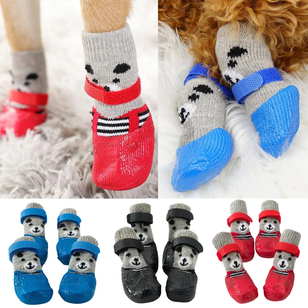 Dog Socks Warm Knit Socks for Cats and Dogs Waterproof Cat Shoes Scratch-proof Foot Covers Anti Scald Feet Pet Socks Teddy