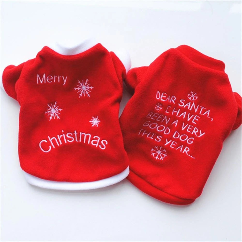 Christmas Costume Pet Dog Clothes Warm Polar Fleece Xmas Dog Clothing Cute Cat Puppy Round Neck Fleece Pullover Vest Winter Coat