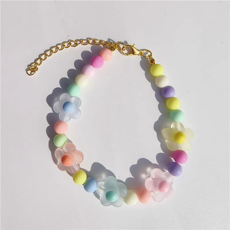 Colorful Pet Jewelry Cat Collar Cute Dog Necklace Pet Pearl Collar Flower Shape Dog Grooming Accessories