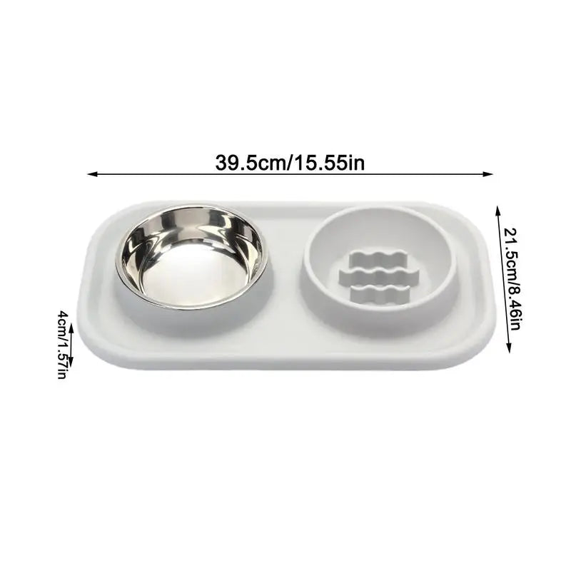 Ergonomic Cat Feeder Double Bowl Stainless Steel Raised Silicone Dog Bowl For Dogs Large No Spill Pet Cat Food Supplies