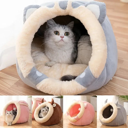 Cat Bed House Kennel Nest Round Pets Sleeping Cave Kitten Beds Pet Basket Cozy Kitten Lounger Cushion Cat House Tent Dog House