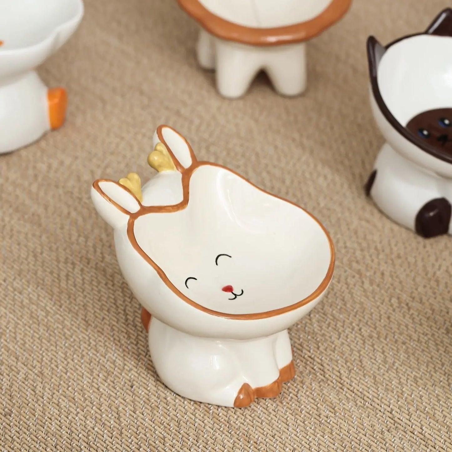 Cute Cartoon Animal Series Ceramic Cat Bowl High Foot Food Bowl Neck Protection Eating Cat Drinking Water Dog Rice Bowl