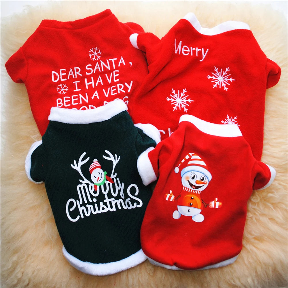 Christmas Costume Pet Dog Clothes Warm Polar Fleece Xmas Dog Clothing Cute Cat Puppy Round Neck Fleece Pullover Vest Winter Coat