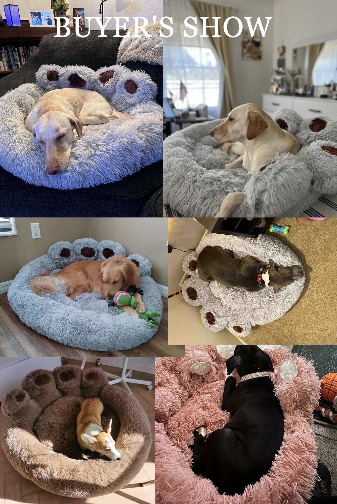 Fluffy Dog Bed Plush Kennel Accessories Pet Products Large Dogs Beds Bedding Sofa Basket Small Mat Cats Big Cushion Puppy Pets