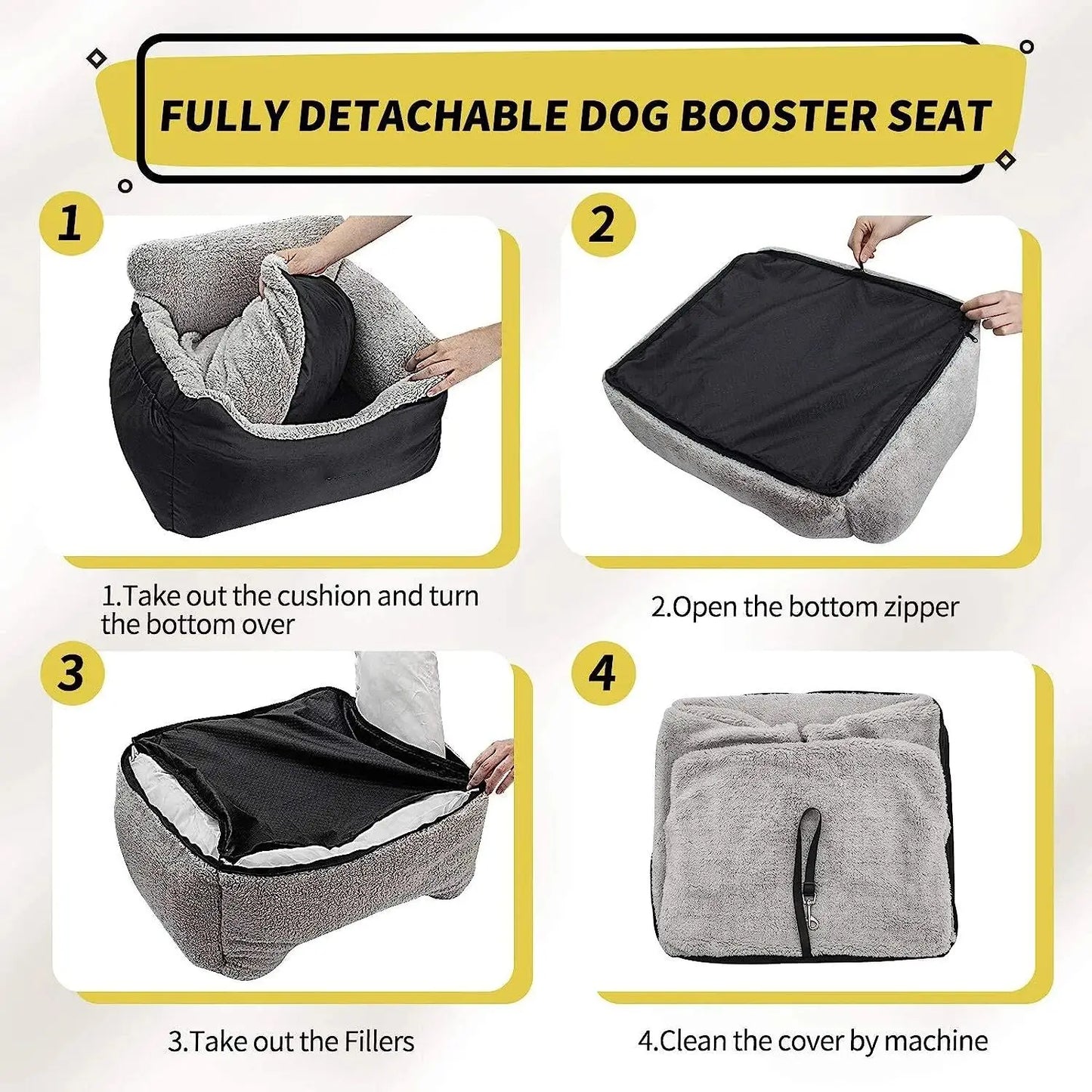 Pet Car Seat for Large Medium Dogs Washable Dog Booster Pet Car Seat Detachable Dog Bed for Car Back Seat Pet Travel Carrier Bed