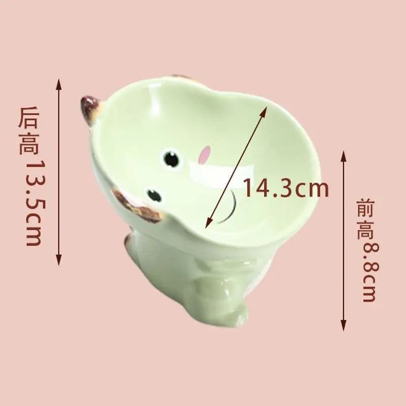 Cute Cartoon Animal Series Ceramic Cat Bowl High Foot Food Bowl Neck Protection Eating Cat Drinking Water Dog Rice Bowl