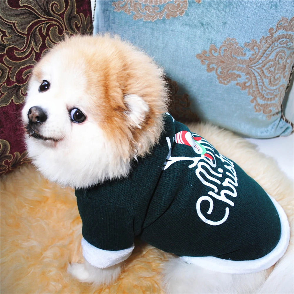 Christmas Costume Pet Dog Clothes Warm Polar Fleece Xmas Dog Clothing Cute Cat Puppy Round Neck Fleece Pullover Vest Winter Coat