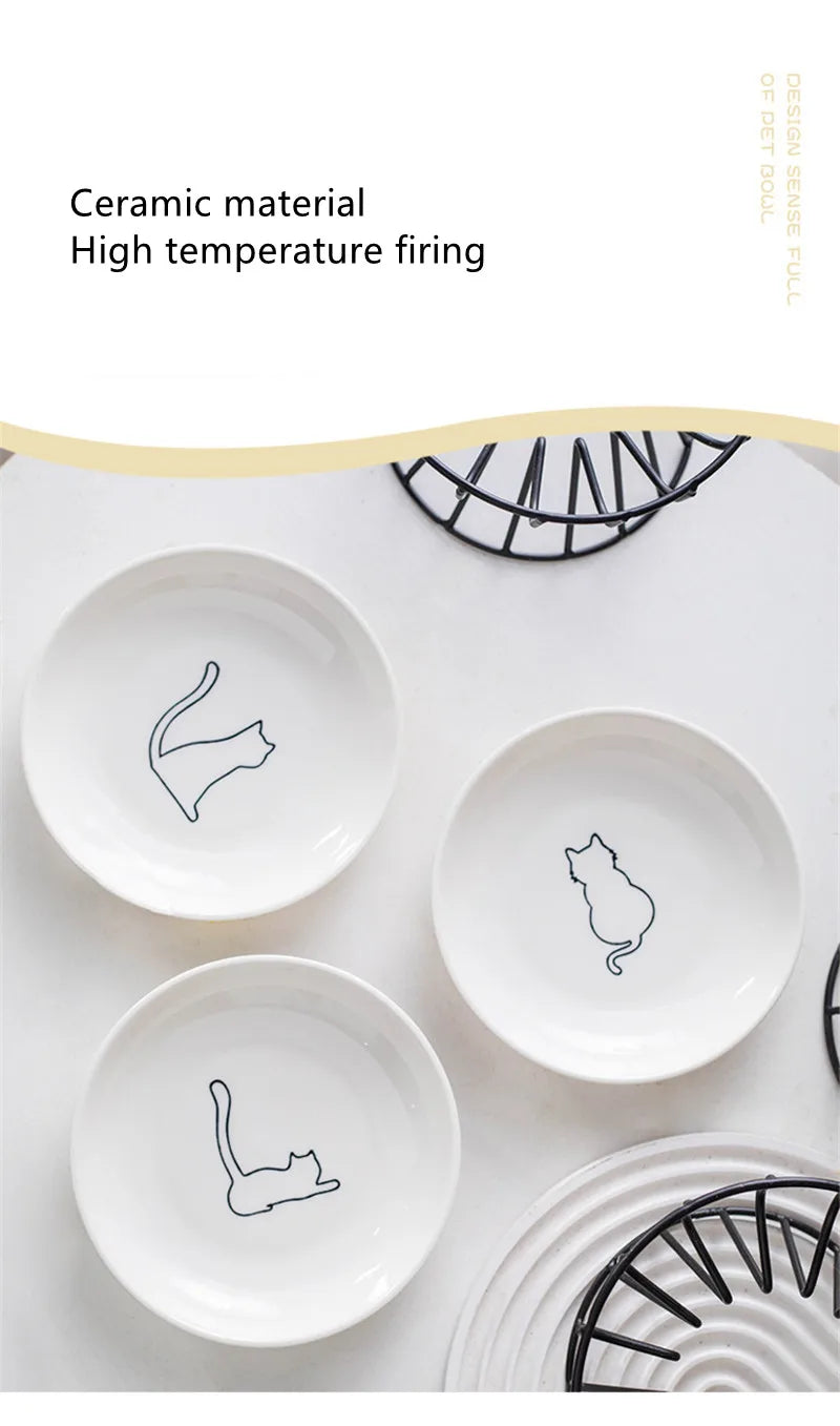 Ceramic Pet Bowl Food Water Treats for Cats Bowls Snack Plate Cat Canned Plate Pet Feeder Puppy Accessories