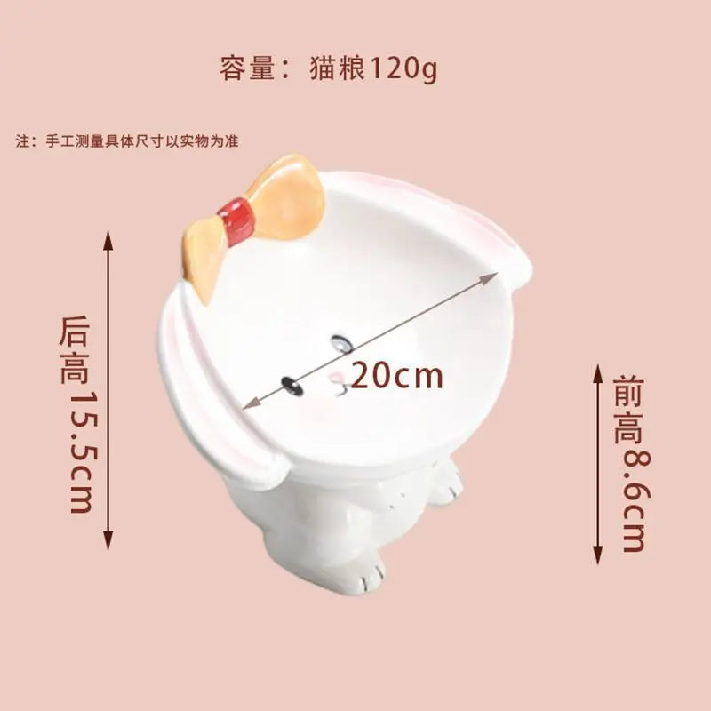 Cute Cartoon Animal Series Ceramic Cat Bowl High Foot Food Bowl Neck Protection Eating Cat Drinking Water Dog Rice Bowl