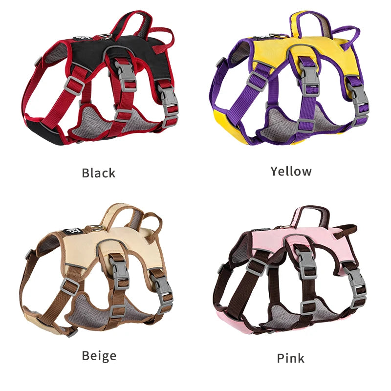 Adjustable Dog Harness for Small Large Dogs Vest Reflective Puppy Chest Strap French Bulldog Husky Outdoor Walking Lead Leash