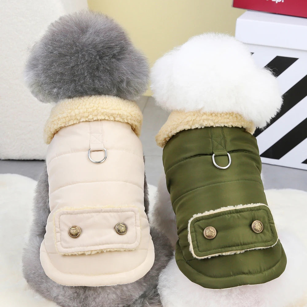 Winter Pet Jacket Clothes Super Warm Small Dogs Clothing With Fur Collar Cotton Pet Outfits French Bulldog Chihuahua Coat Vest