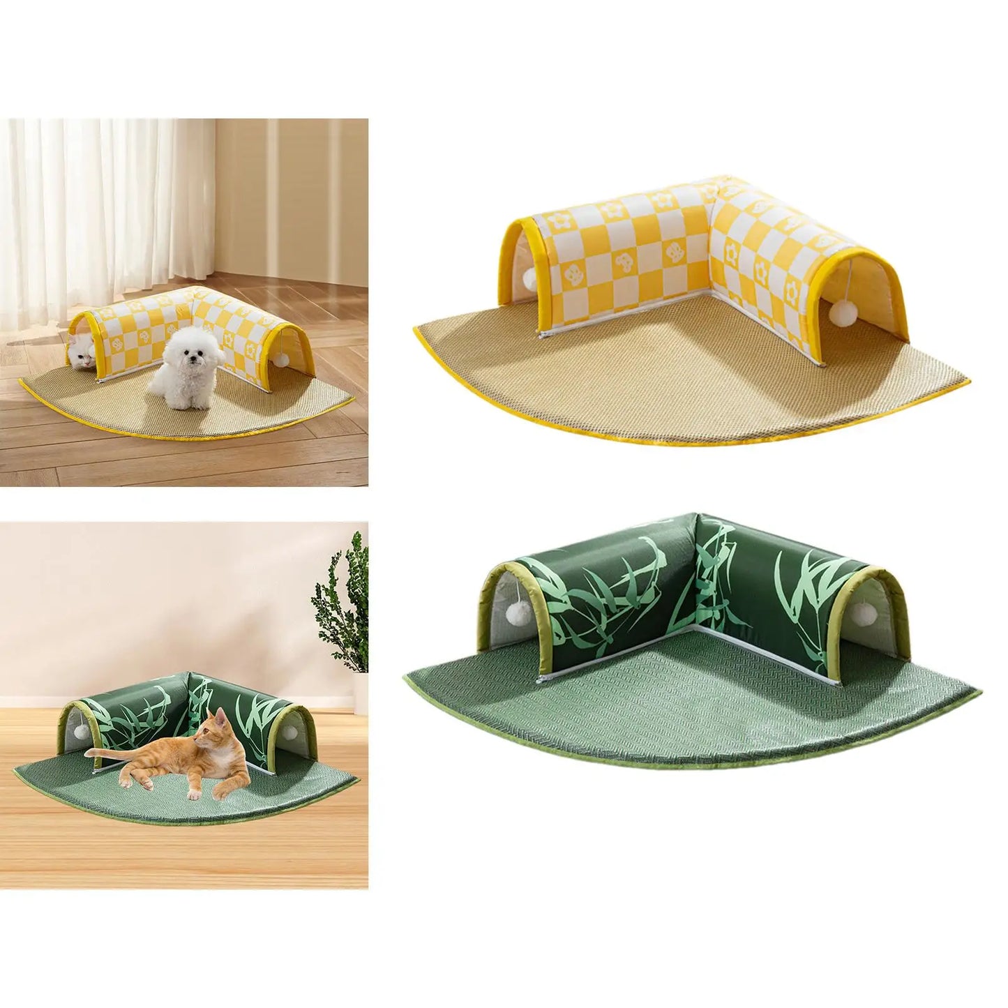 Cat Tunnel and Bed Toy Set Hideout Interactive Toy Foldable Soft Cats Tunnel Tubes Toys for Dogs Outdoor Indoor Hamster Ferrets