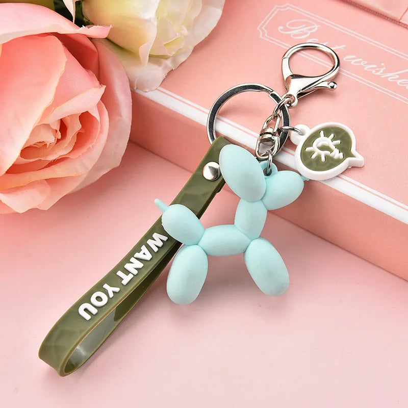 2022 New Fashion Stereo Cute Balloon Dog Keychain Key ring Creative Cartoon Mobile Phone Bag Car Pendant Fun Keychain