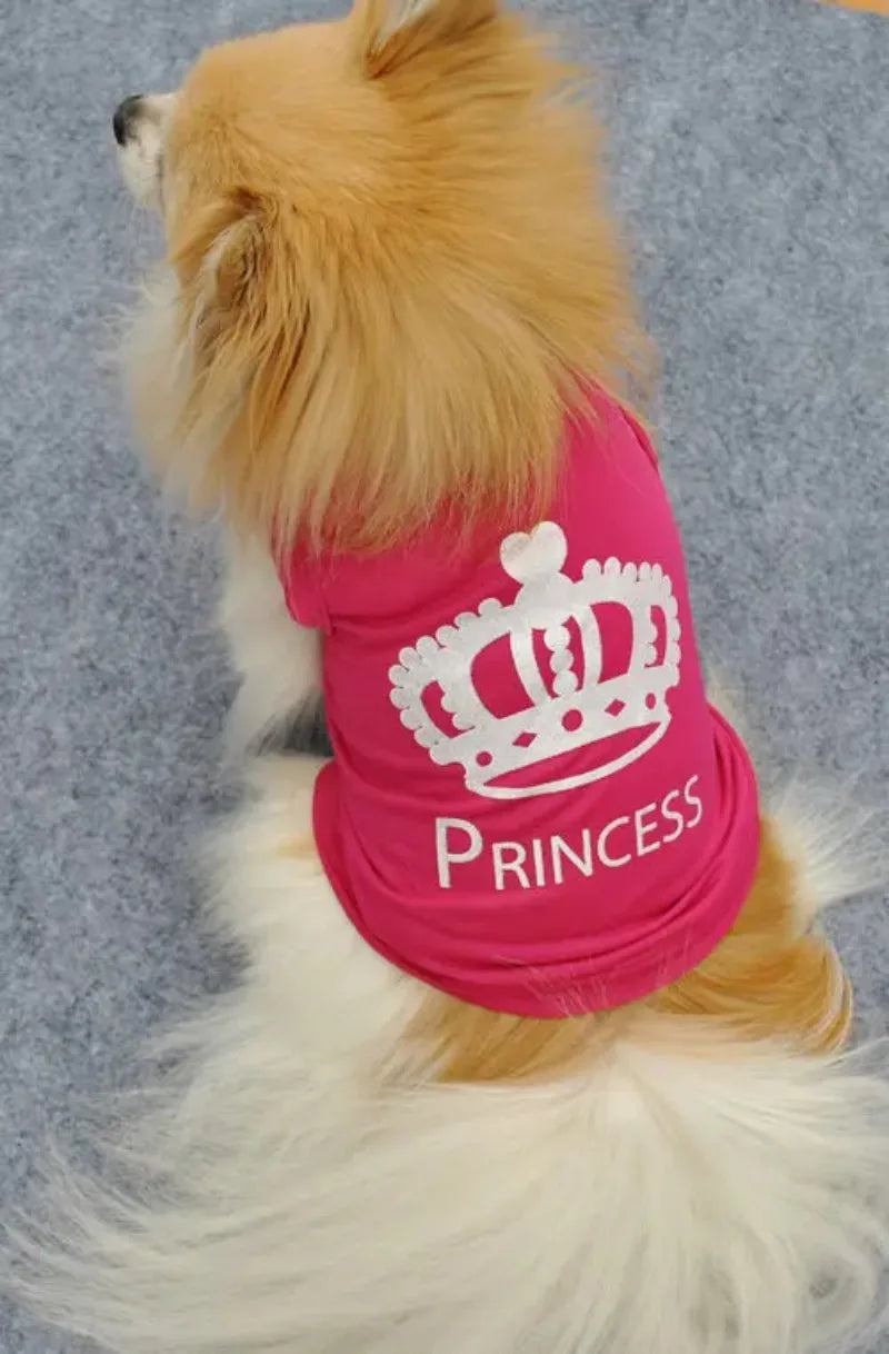 Cool Crown Pattern Princess Clothing for Small Dogs Dog Cat Shirt Puppy Vest Puppy TeeClothes Tank Top Pet Apparel