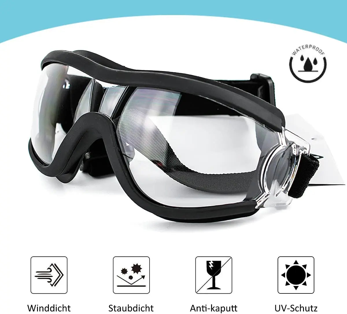 Dog Sunglasses Dog Goggles Adjustable Strap for Travel Skiing and Anti-Fog Dog Snow Goggles Pet Goggles for Medium to Large Dog