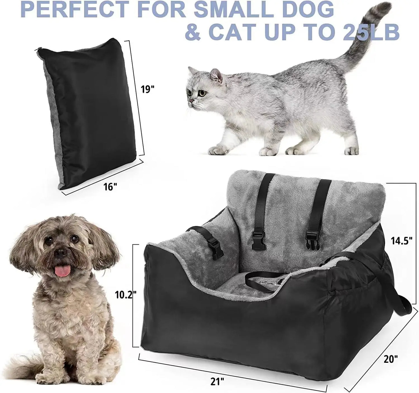 Pet Car Seat for Large Medium Dogs Washable Dog Booster Pet Car Seat Detachable Dog Bed for Car Back Seat Pet Travel Carrier Bed