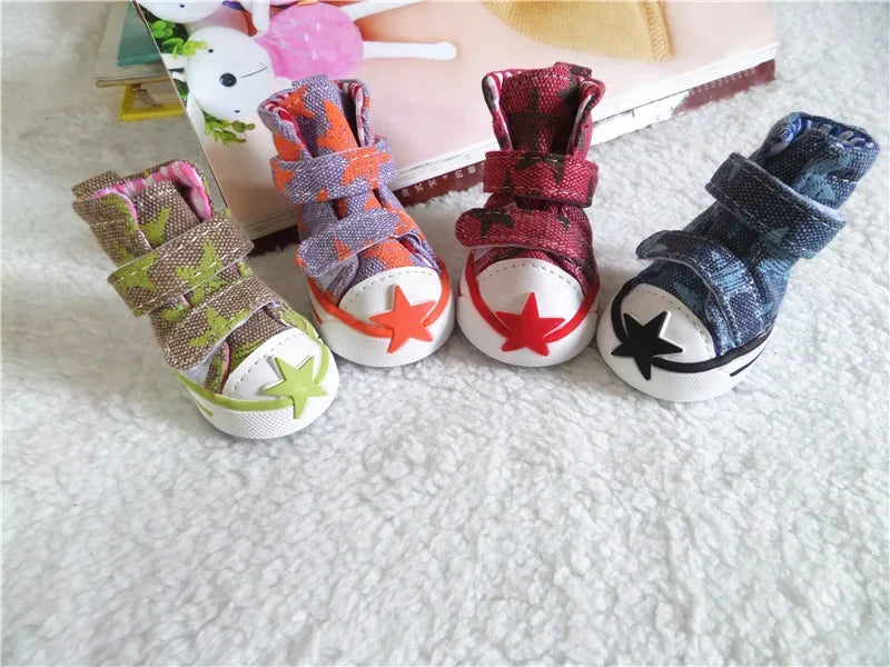 Hot sale pet dog shoes cute stars puppy boot outdoor Casual canvas Sneakers Teddy small dogs shoes ZL248