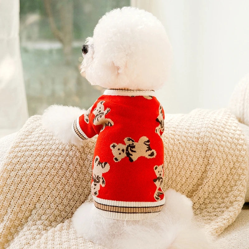 Luxury Dog Clothes Winter Warm Cardigan Dog Sweaters Chihuahua French Bulldog Clothing Pet Coat Jacket Puppy Pet Items