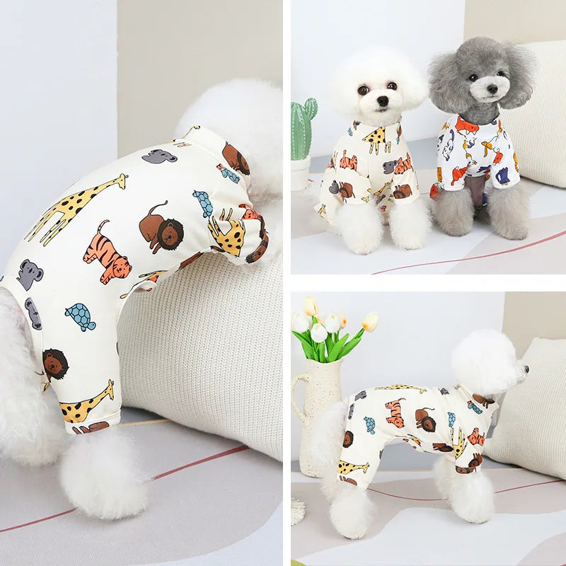 Cute Small Dogs Pajamas For Pet Dogs Cat Clothes Puppy Jumpsuit For Dog Coat For Chihuahua Pomeranian Dogs Print Clothing Shirt