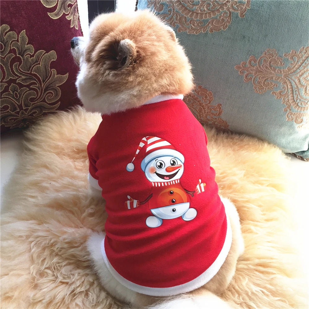 Christmas Costume Pet Dog Clothes Warm Polar Fleece Xmas Dog Clothing Cute Cat Puppy Round Neck Fleece Pullover Vest Winter Coat