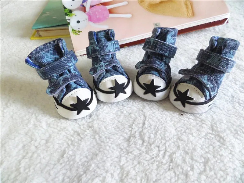 Hot sale pet dog shoes cute stars puppy boot outdoor Casual canvas Sneakers Teddy small dogs shoes ZL248