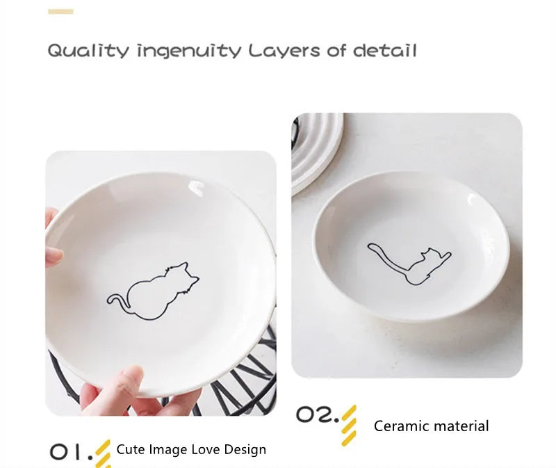 Ceramic Pet Bowl Food Water Treats for Cats Bowls Snack Plate Cat Canned Plate Pet Feeder Puppy Accessories