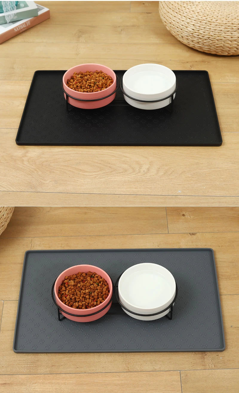 Waterproof Pet Placemat Dog Cat Food Mat Dog Feeding Mat Cat Dog Drinking Feeding Placemat Silicone Pet Bowl Pad Feeder Mats