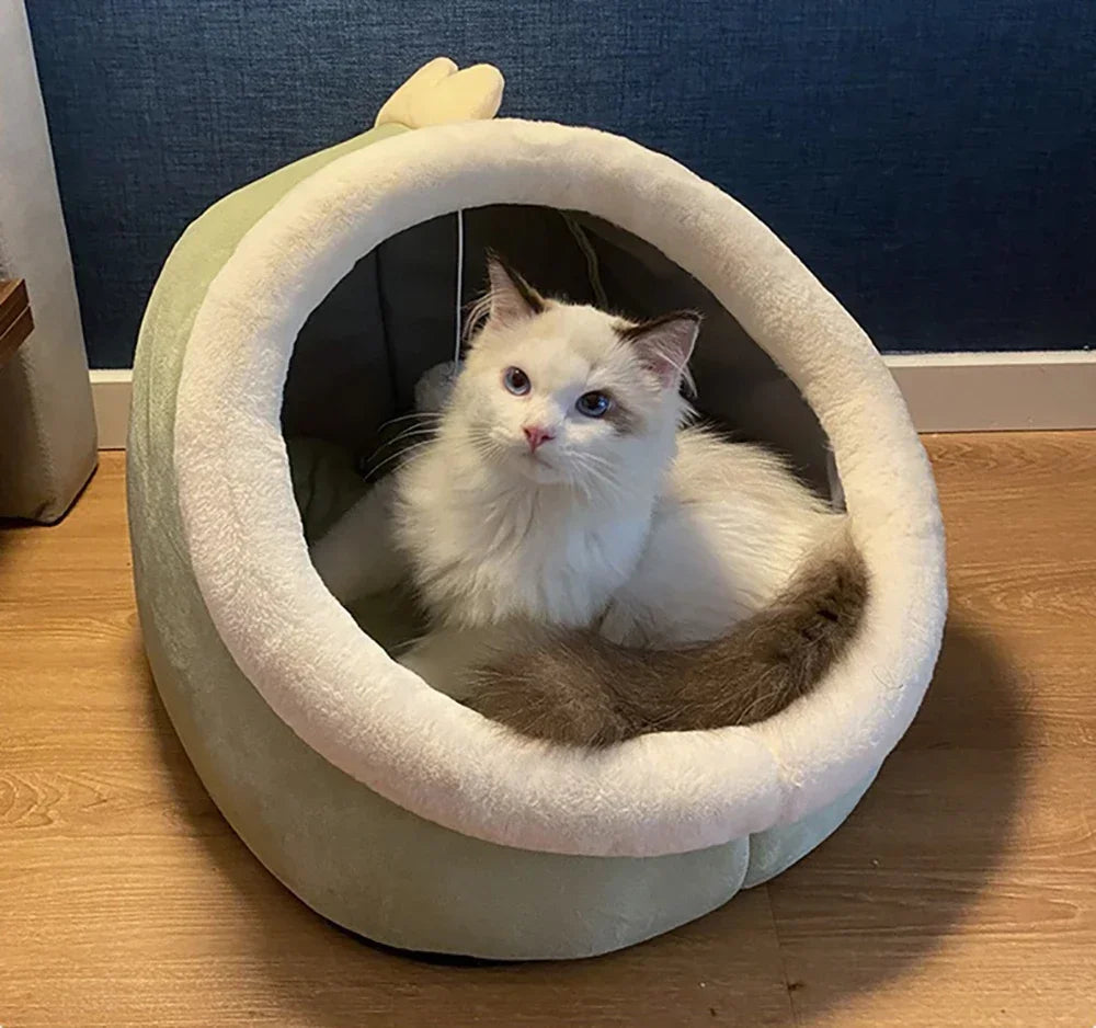 Cat Bed House Kennel Nest Round Pets Sleeping Cave Kitten Beds Pet Basket Cozy Kitten Lounger Cushion Cat House Tent Dog House