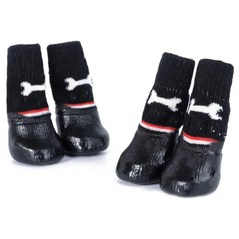 4pcs/set Waterproof Winter Dog Shoes Dog Rubber Cotton Socks Anti-slip Rain Snow Boots Thick Warm For Small Cats Outdoor Boots