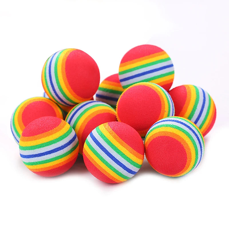 1/5/10 Pcs EVA Rainbow Balls Throwing Funny Interactive Play Chewing Rattle Scratch Toy Pet Dog Supplies Interactive Cat Toy