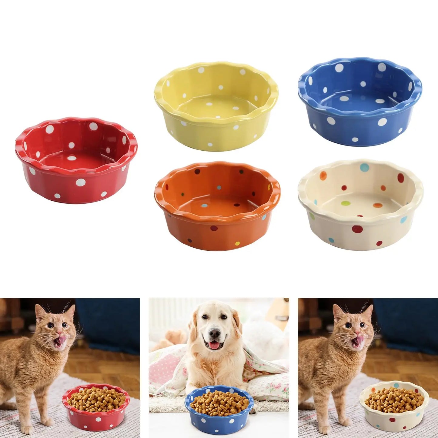 Cute Cat Food Bowl Water Bowl Pet Feeding Station Pet Bowl Cat Dish Food Container Water Dispenser Pet Feeder Pets Supplies