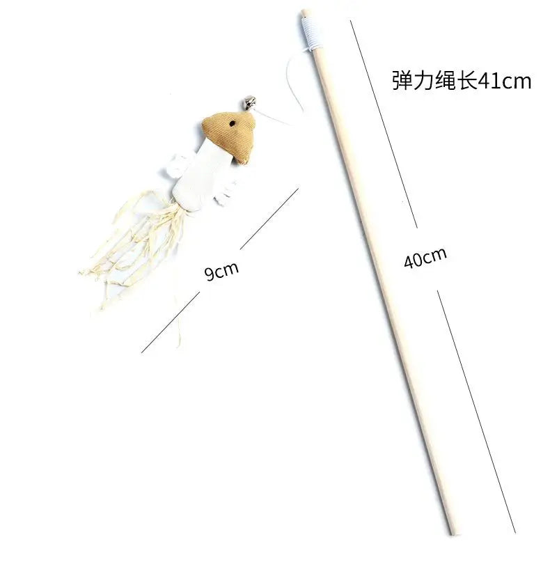 1PC Teaser Feather Toys Kitten Funny Colorful Rod Cat Wand Toys Wood Pet Cat Toys Interactive Stick Pet Cat Supplies