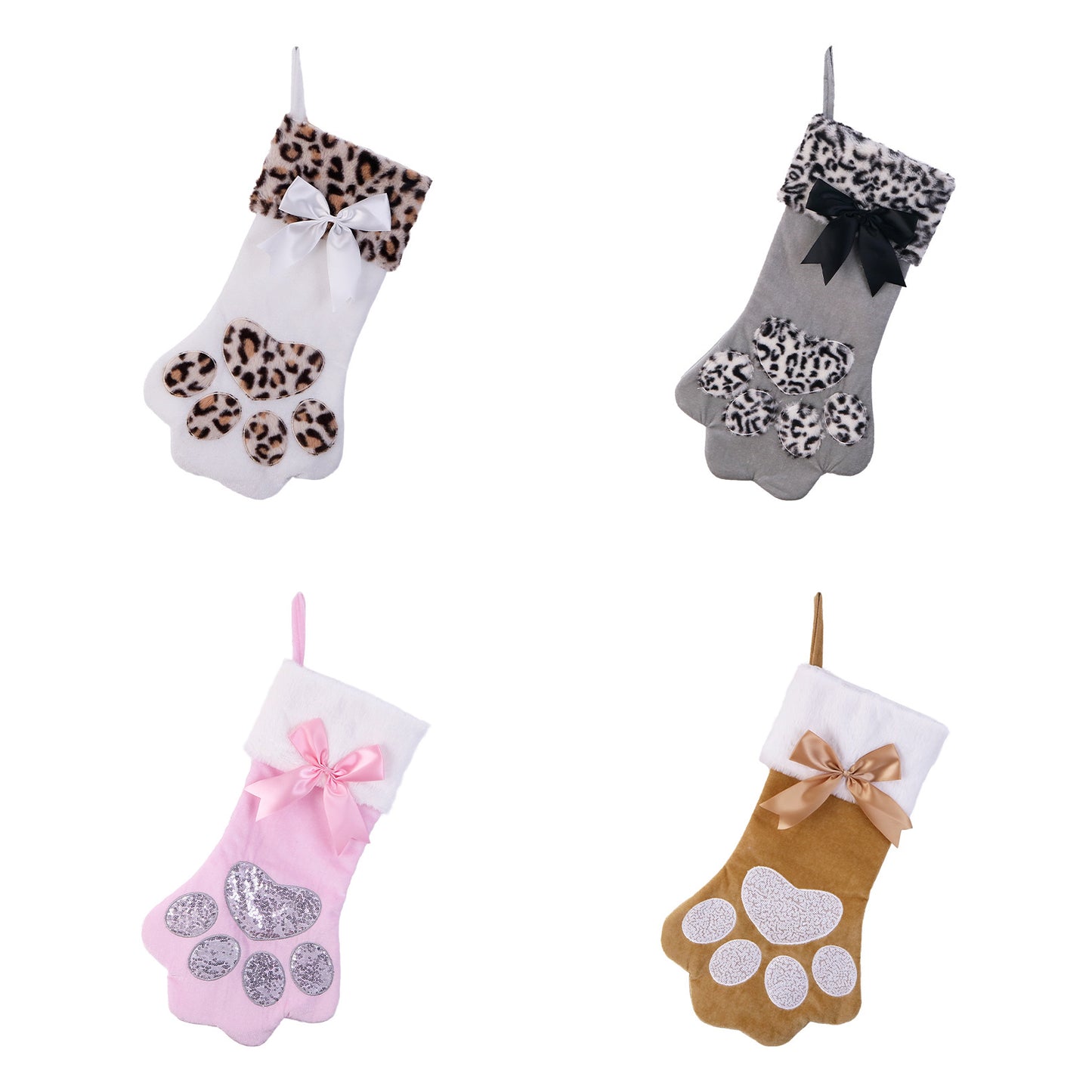 Pet Dog Cat Paw Pendant Christmas Stockings Gift Bags Decoration Festival Supplier Embroidery Plush Xmas Tree Ornaments