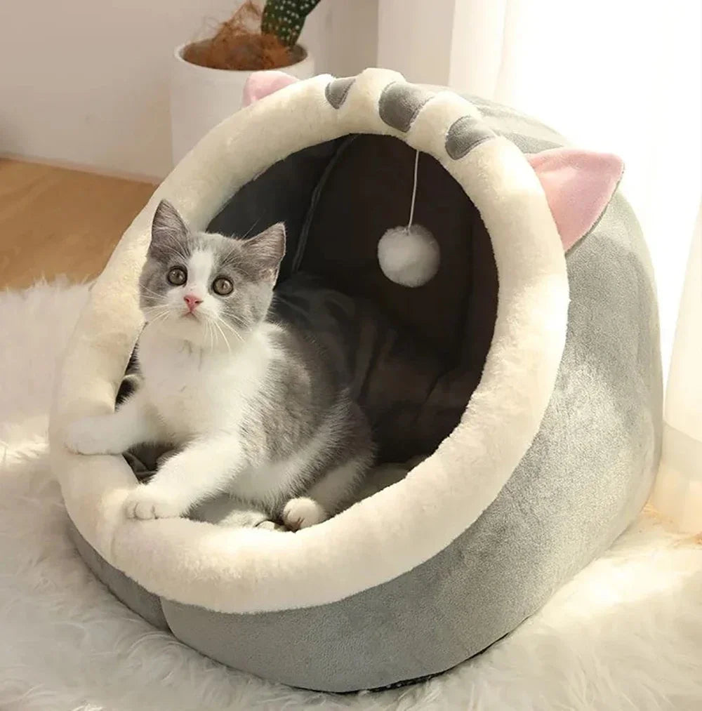 Cat Bed House Kennel Nest Round Pets Sleeping Cave Kitten Beds Pet Basket Cozy Kitten Lounger Cushion Cat House Tent Dog House