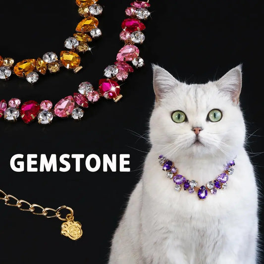 Chic Rhinestone Pendant Pet Collar Gold Color Chain Cats Dogs Holiday Party Decoration Adjustable Fashion Pet Supplies