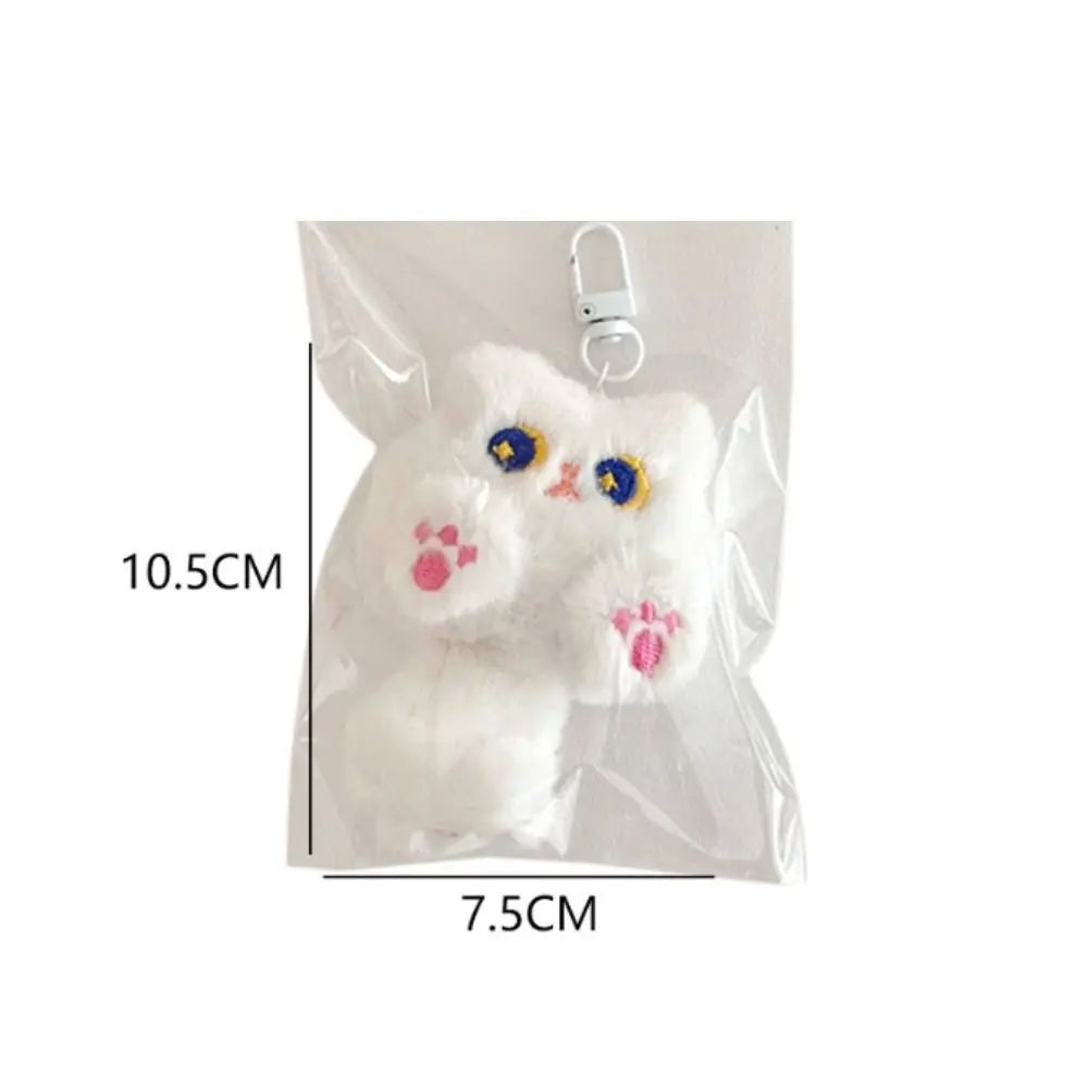 Bag Hanging Soft Cute Cat Plush Keychain Cartoon Stuffed Rabbit Doll Keyring Funny Lovely Animal Pendant with Tail Kids