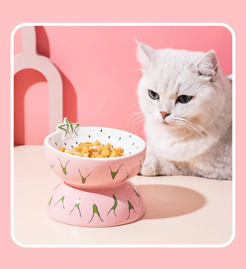 Cat Ceramic Bowl Fruit Shape Small Dogs Food Water Snack Bowls Pet Elevated Drink Eat Feeders Puppy Cats Cute Feeding Supplies