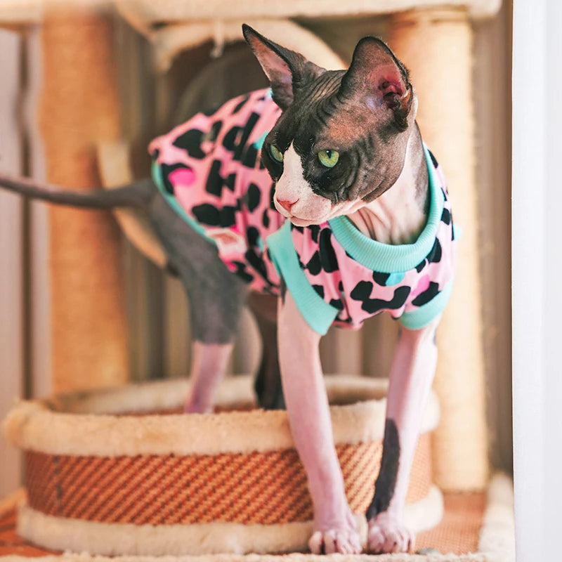 Cat Clothes Dog Kittens Cotton Shirt in Leopard Printing Coat for Pet  Vest Cute Pajamas Outwear