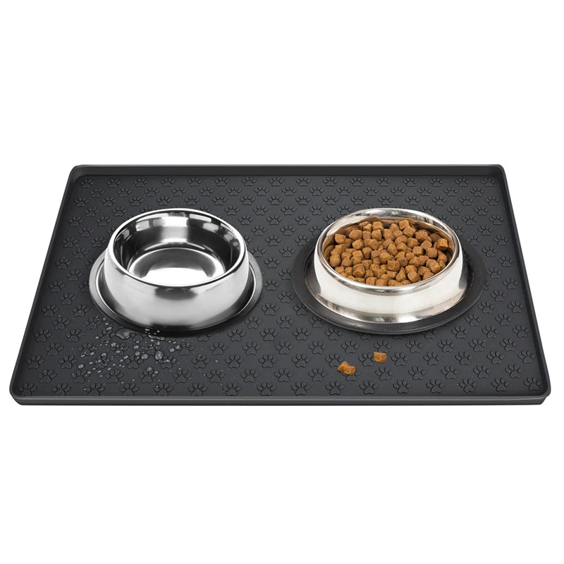 Waterproof Pet Placemat Dog Cat Food Mat Dog Feeding Mat Cat Dog Drinking Feeding Placemat Silicone Pet Bowl Pad Feeder Mats