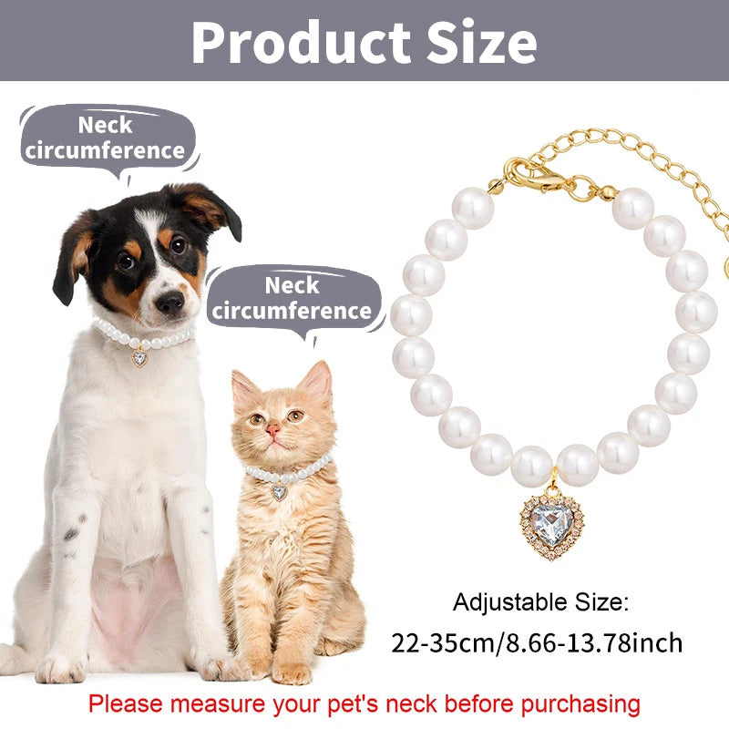 Fashion Pet Dog Pearl Adjustable Collar Exquisite Cat Jewelry Princess Gem Necklace Sweet Puppy Collar Pet Accessories Gifts