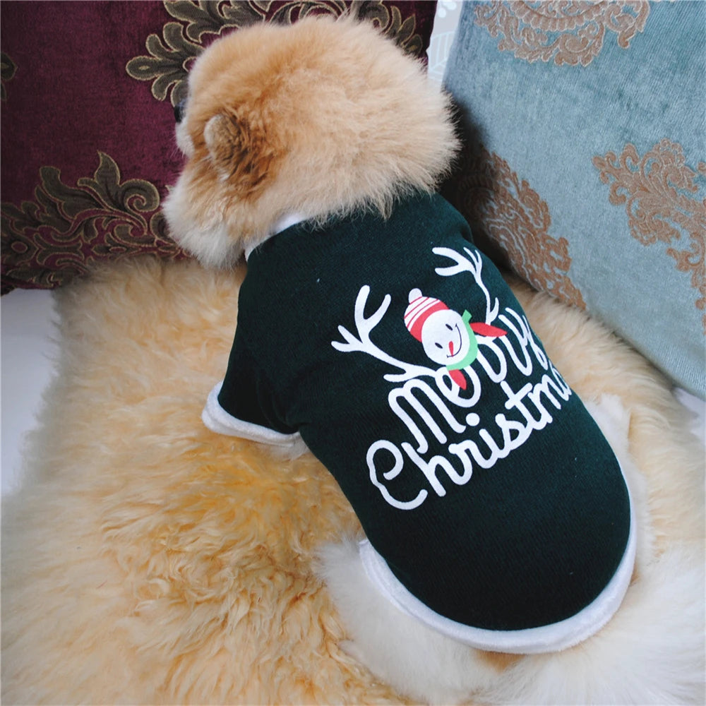 Christmas Costume Pet Dog Clothes Warm Polar Fleece Xmas Dog Clothing Cute Cat Puppy Round Neck Fleece Pullover Vest Winter Coat