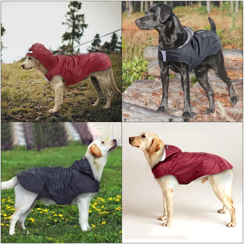 Dog Raincoat Waterproof Hoodie Jacket Rain Poncho Pet Rainwear Clothes with Reflective Stripe Outdoor Dogs Pet Supplies