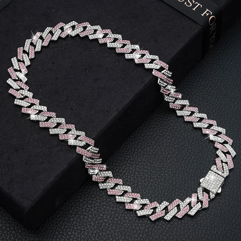 15MM Gold Dog Chain Collar Cuban Link Diamond Pet Chains Collars Luxury  Jewelry Necklace Pet Accessory for Dog Cat Puppy