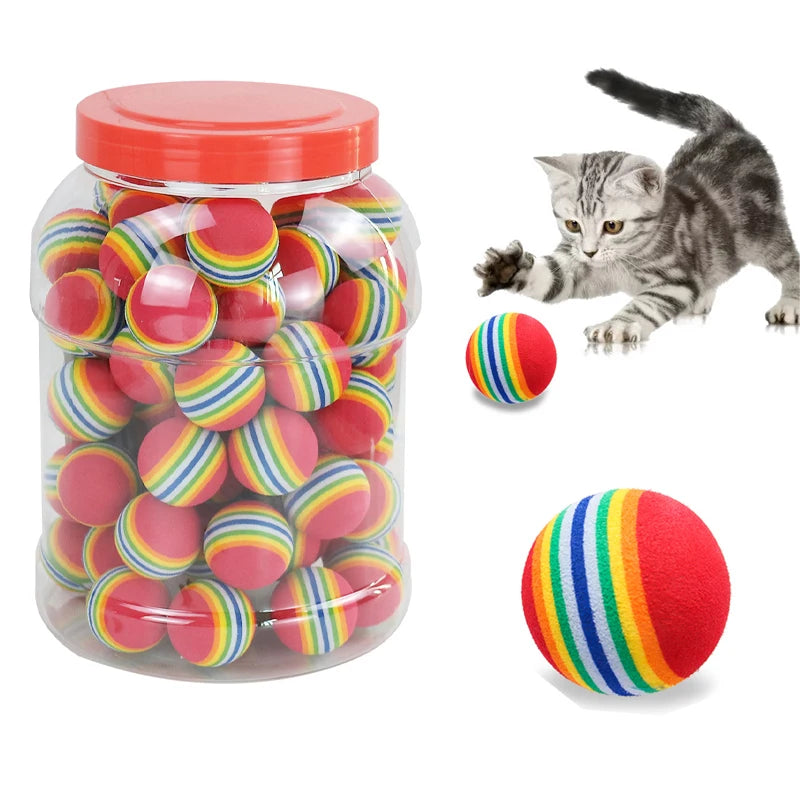 1/5/10 Pcs EVA Rainbow Balls Throwing Funny Interactive Play Chewing Rattle Scratch Toy Pet Dog Supplies Interactive Cat Toy