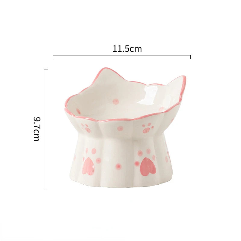 Cat Ceramic Food Bowl Elevated Pet Drinking Eating Feeders  Snack Water Bowls Set Cats Feeding Accessories